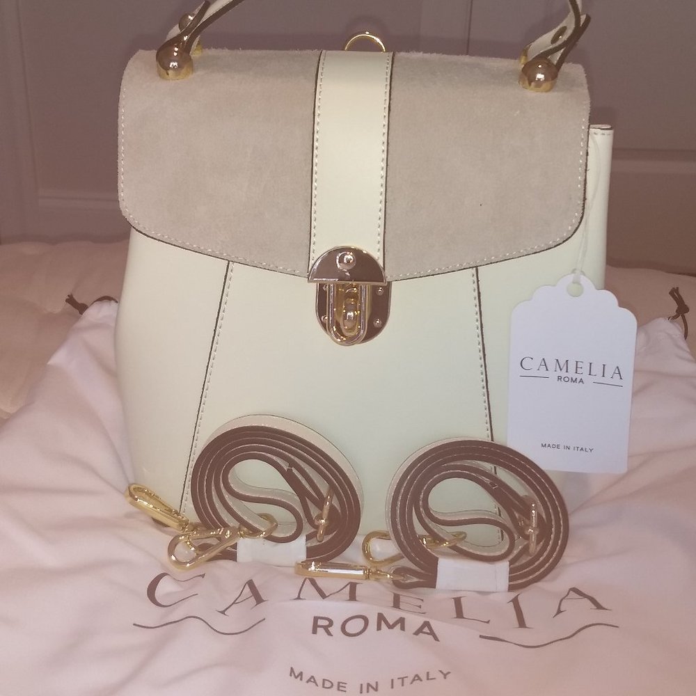 Camelia Roma Ivory Handbag/Backpack NWT - Picture 2 of 4